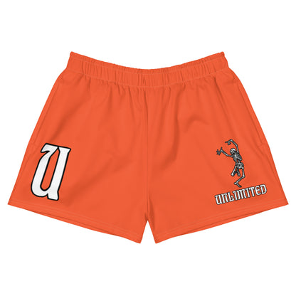 Unlimited Skeleton hands orange Women’s Recycled Athletic Shorts