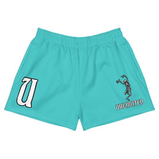 Unlimited Skeleton hands turquoise Women’s Recycled Athletic Shorts