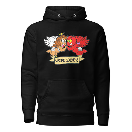 ONE LOVE cartoon angel and demon Unisex Hoodie