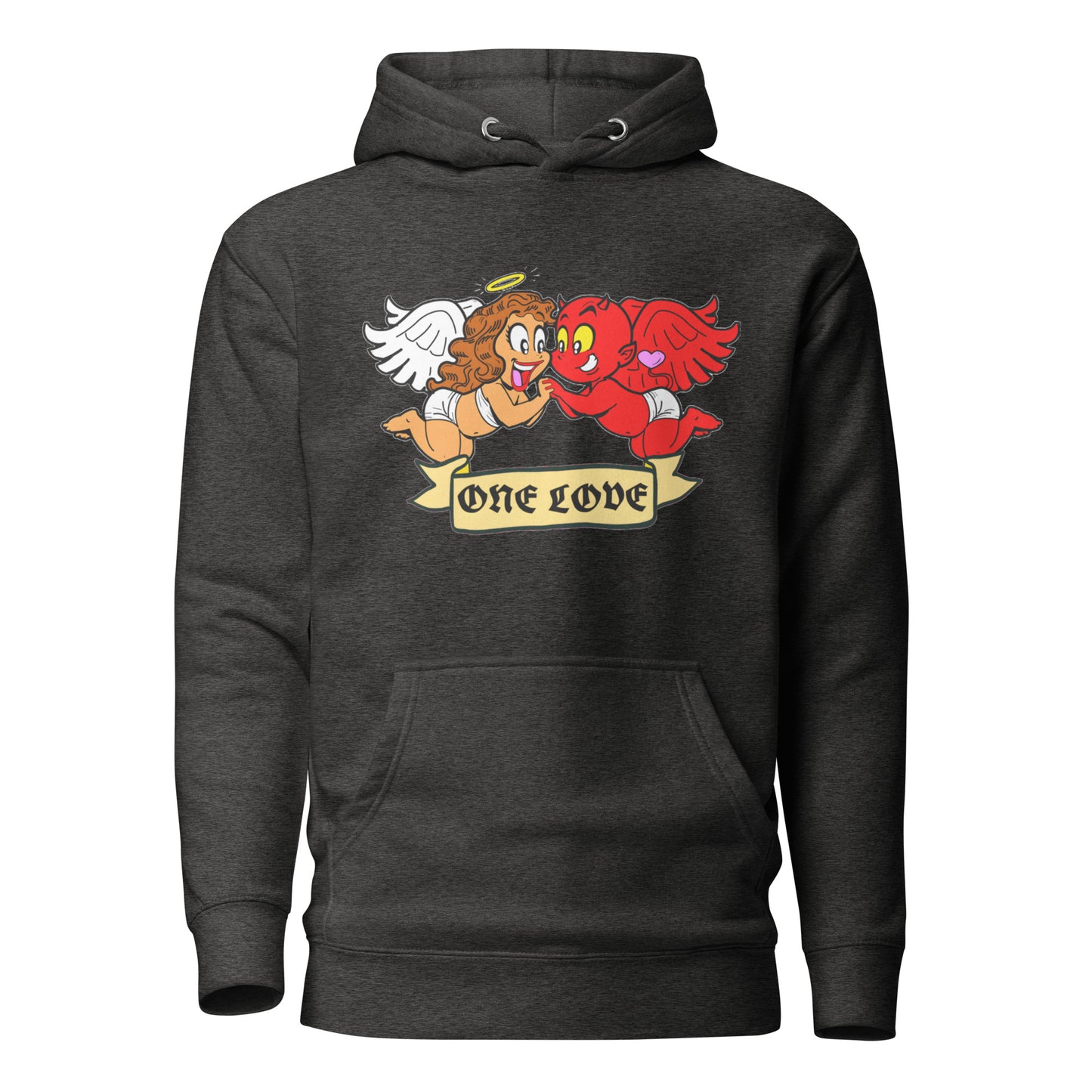 ONE LOVE cartoon angel and demon Unisex Hoodie