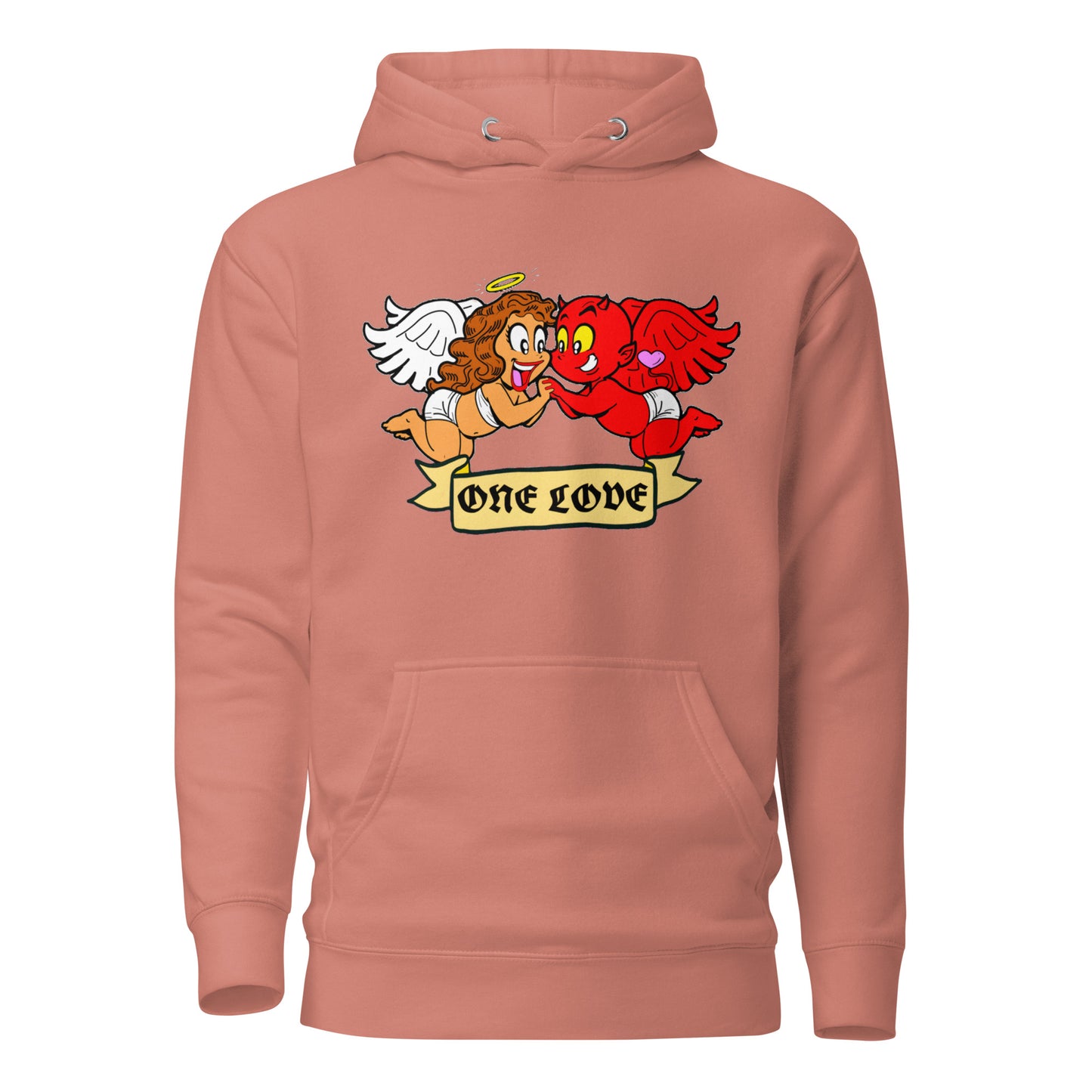 ONE LOVE cartoon angel and demon Unisex Hoodie