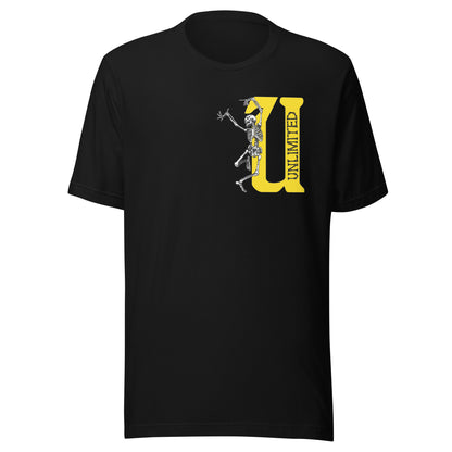 UNLIMITED dancing skeleton Unisex t-shirt yellow