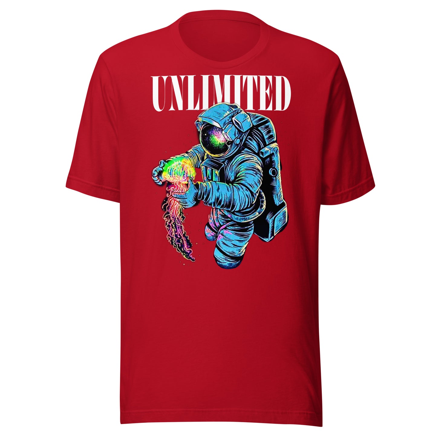 Unlimited astronaut + jellyfish Unisex t-shirt