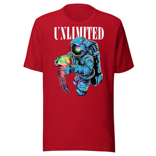 Unlimited astronaut + jellyfish Unisex t-shirt