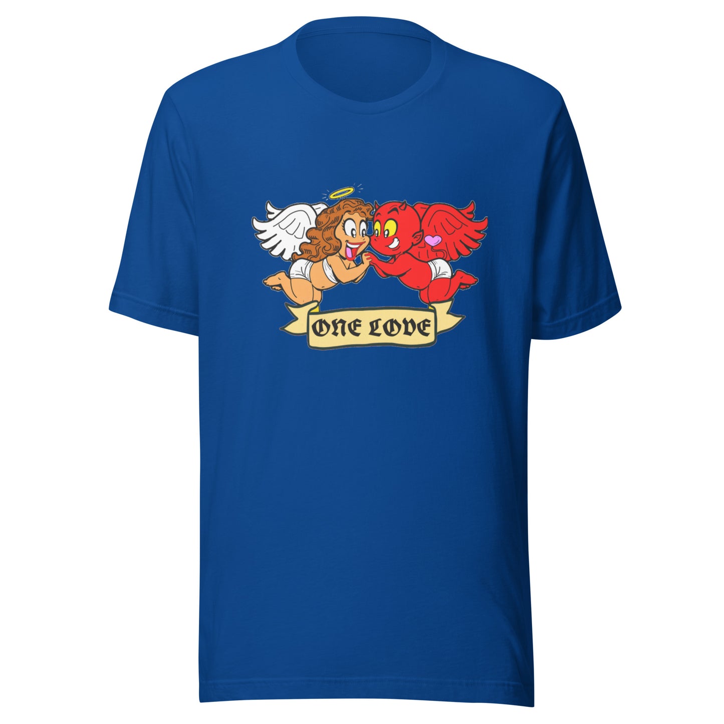 ONE LOVE cartoon angel and demon Unisex t-shirt